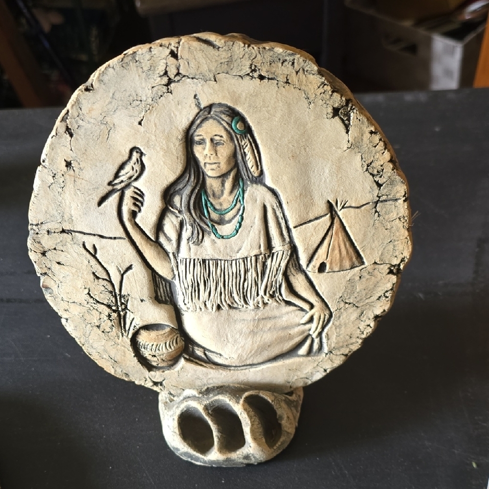 Native American Inspired Beige Art Sculpture